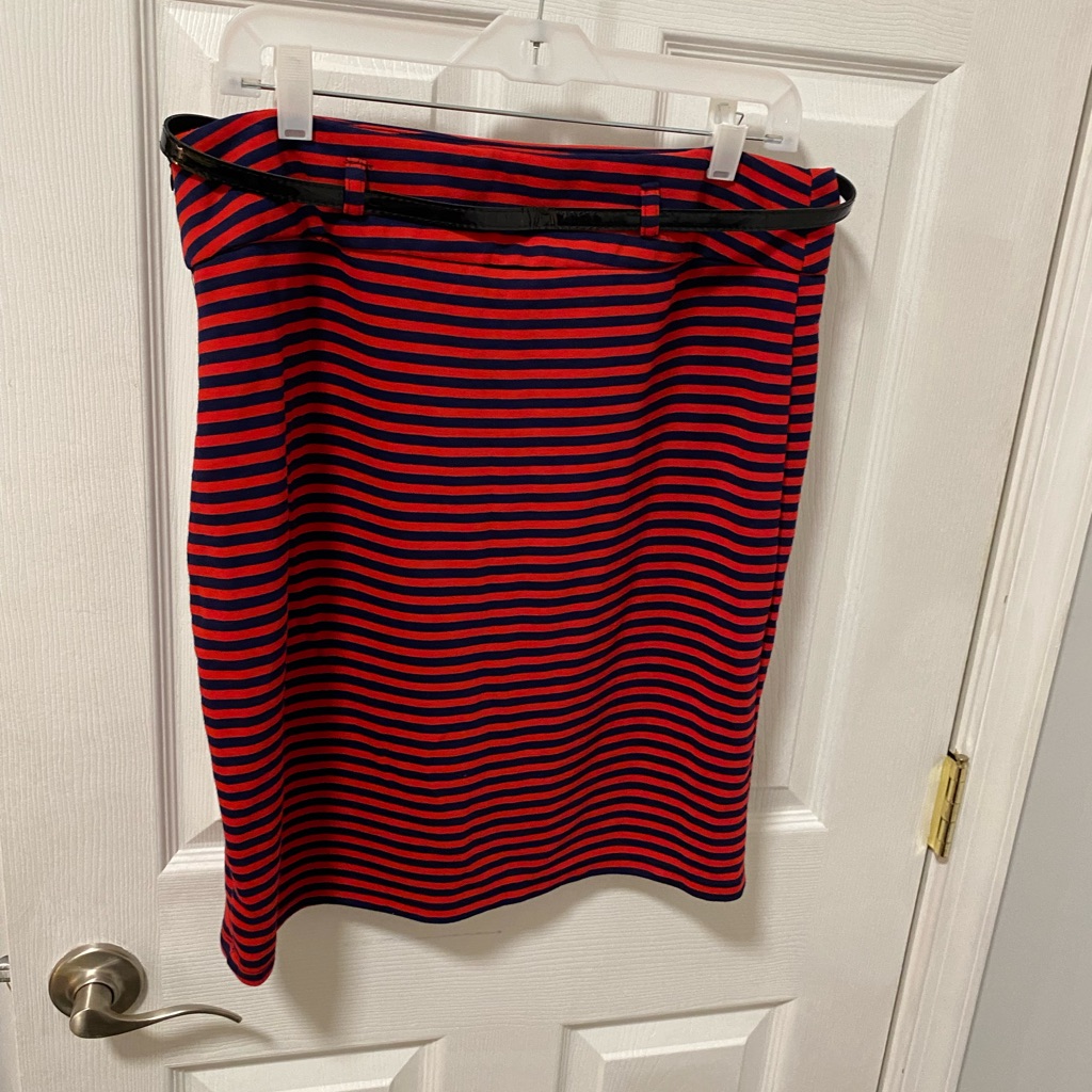 Nwt Ashley Stewart Blue And Red Striped Skirt Size 1x